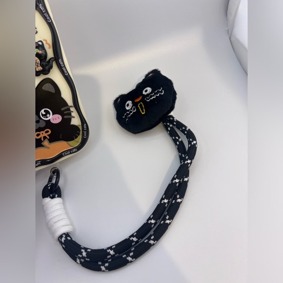 iPhone 16 Pro Max Case – Cute Black Cat Design with Plush Charm & Wrist Strap - Picture 6 of 9